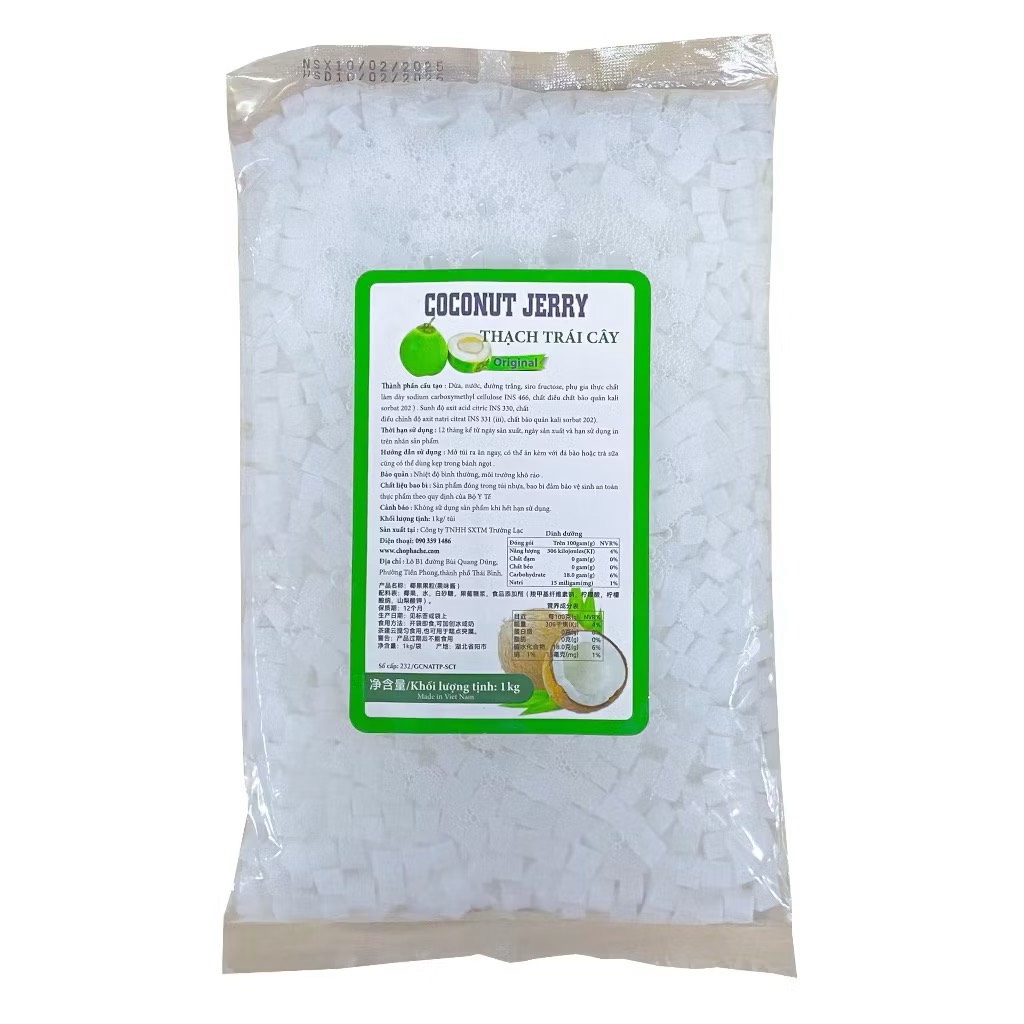 [Thùng 12 gói] Thạch dừa Coco Jerry túi 1kg - NGUYÊN VỊ