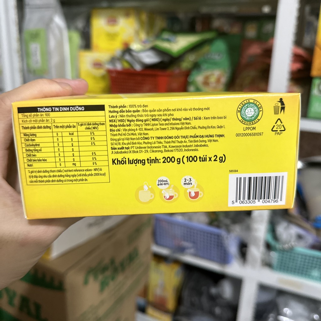 Trà Lipton túi lọc hộp 200g (100gói x 2gr)