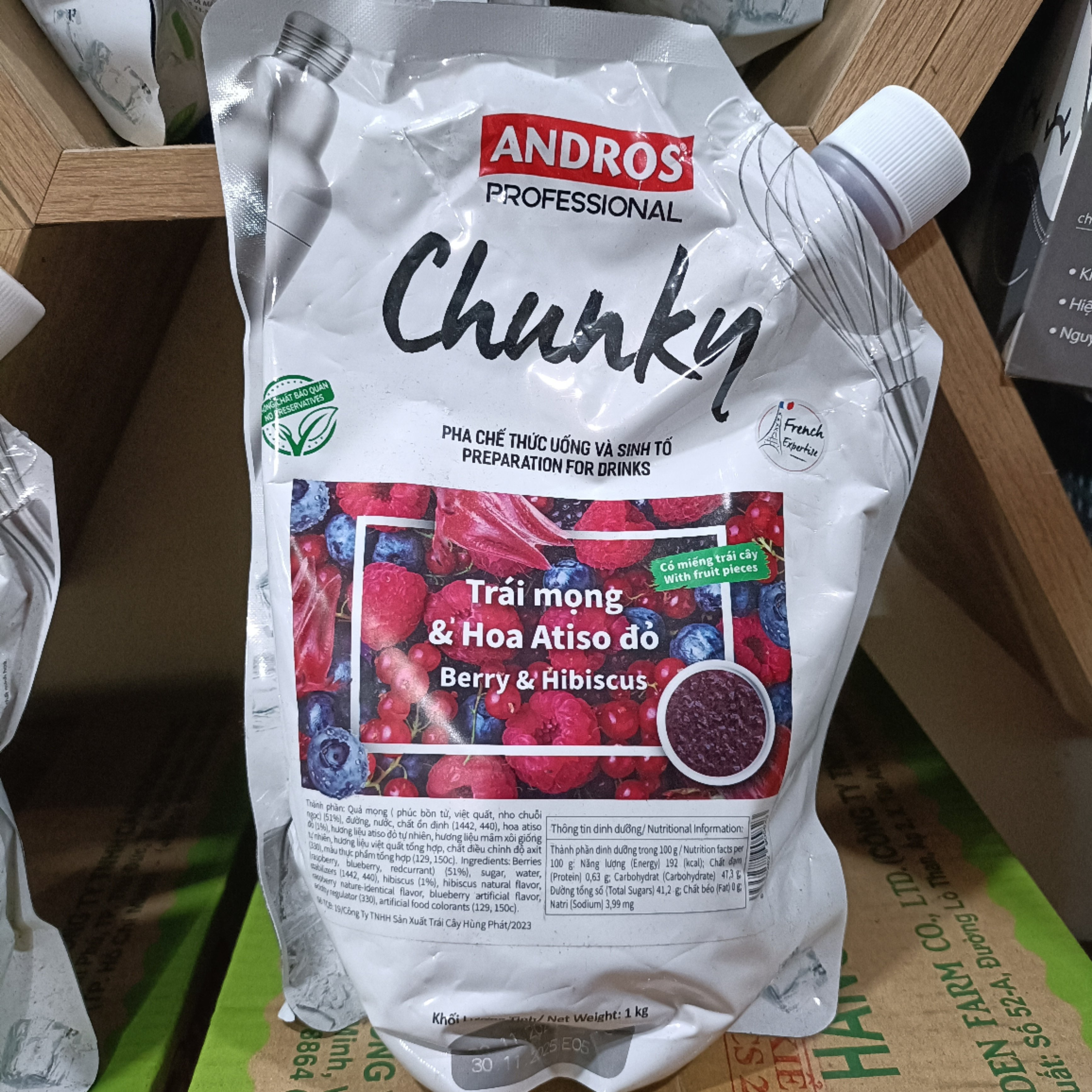 Mứt Chunky túi 1kg - TRÁI MỌNG & HOA ATISO ĐỎ