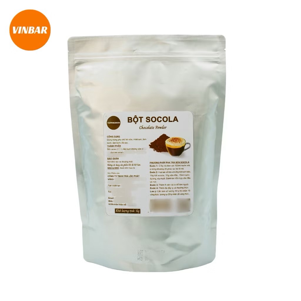 Bột Socola Toppingreen túi 1kg