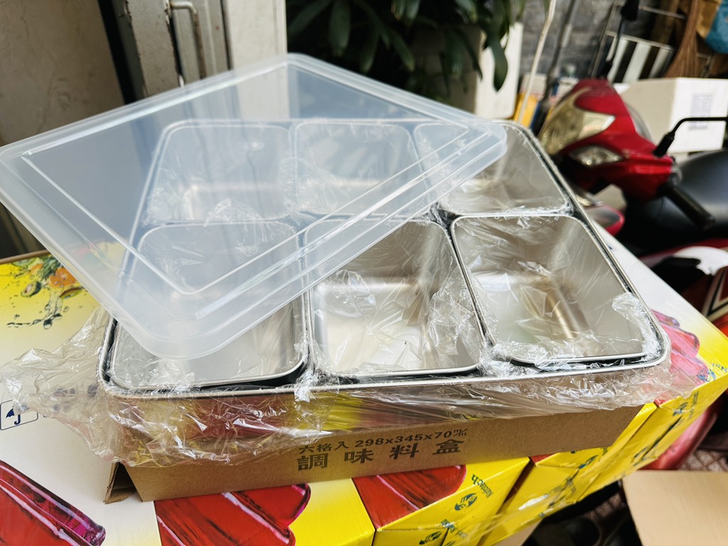 Khay đựng topping 6 ngăn inox