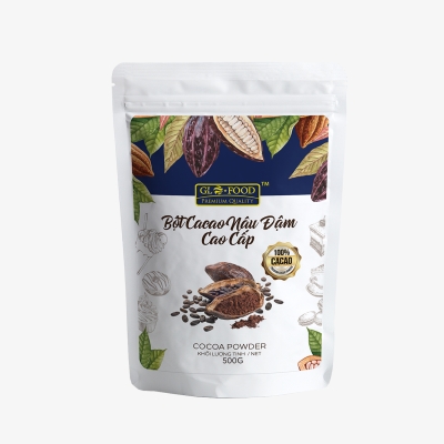 Bột ca cao nâu đậm Glo Food - TÚI 1KG