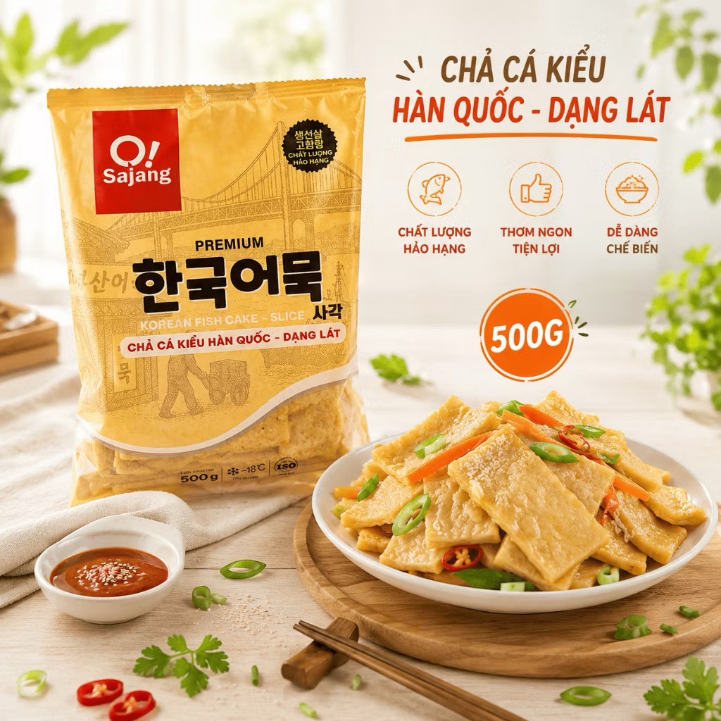 Chả cá Hàn Quốc dạng lát O!Sa jang gói 500g