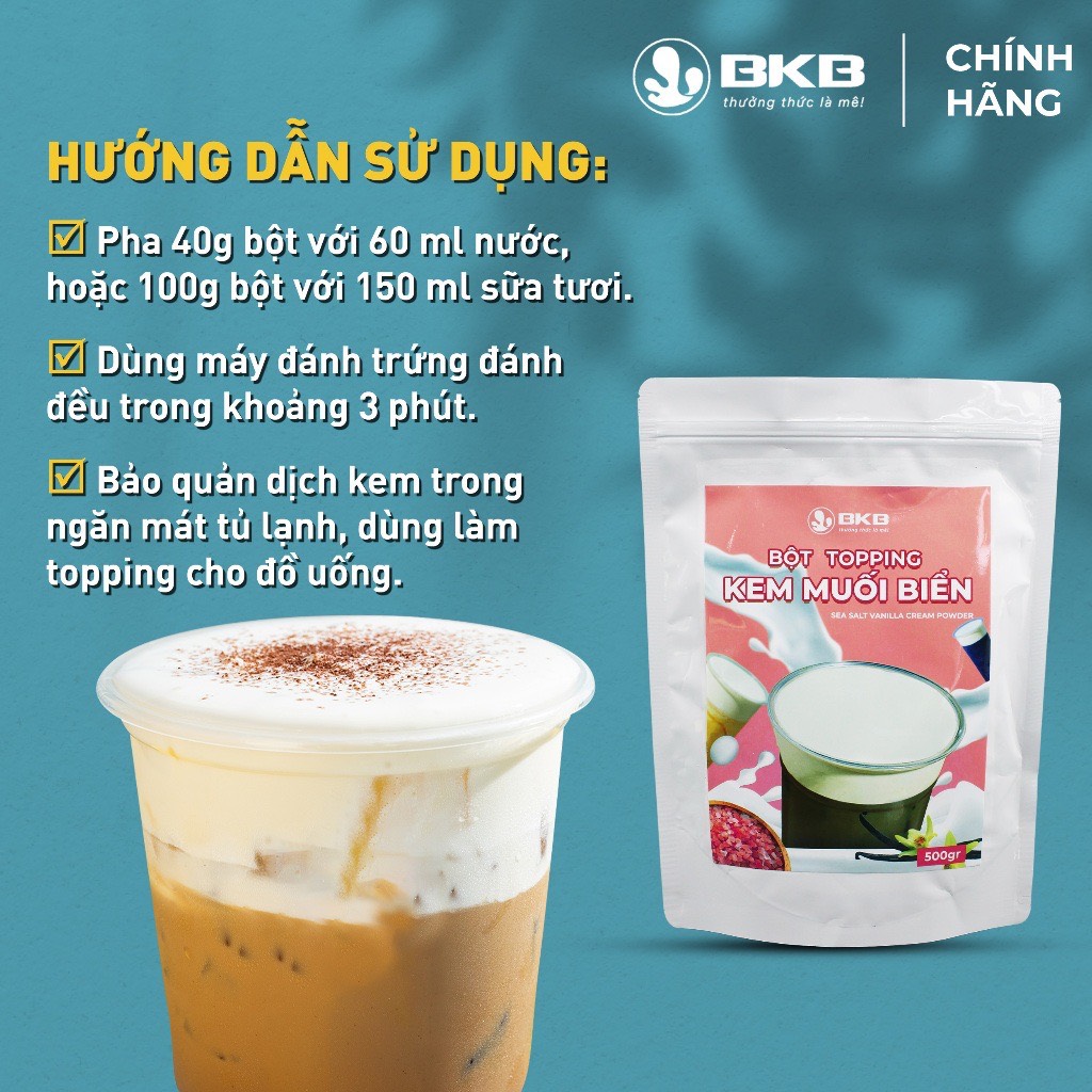 Bột Topping kem Muối Biển BKB túi 500g