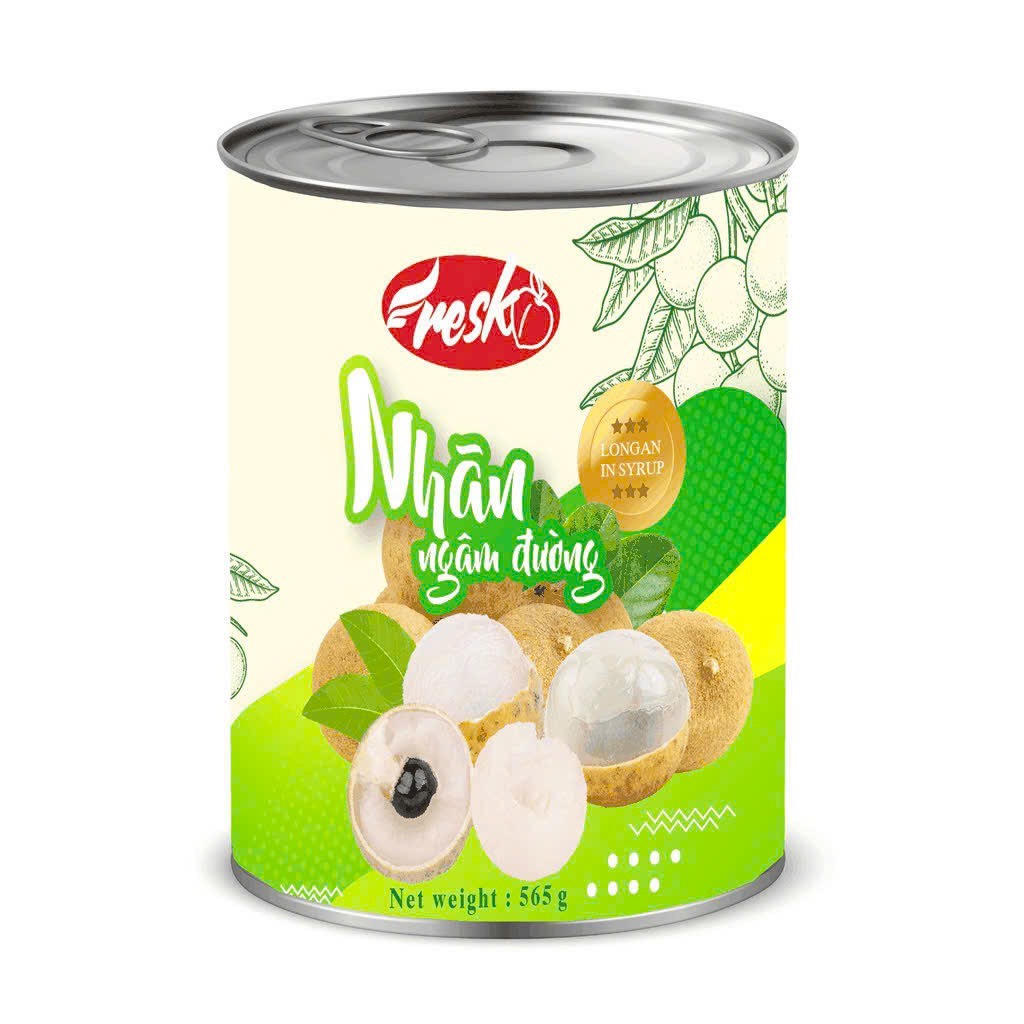 Nhãn ngâm nước đường Fresko lon 565gr