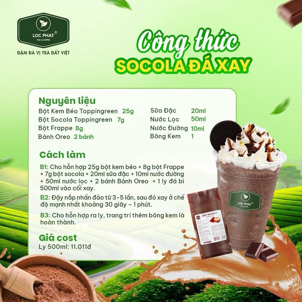 Bột Socola Toppingreen túi 1kg