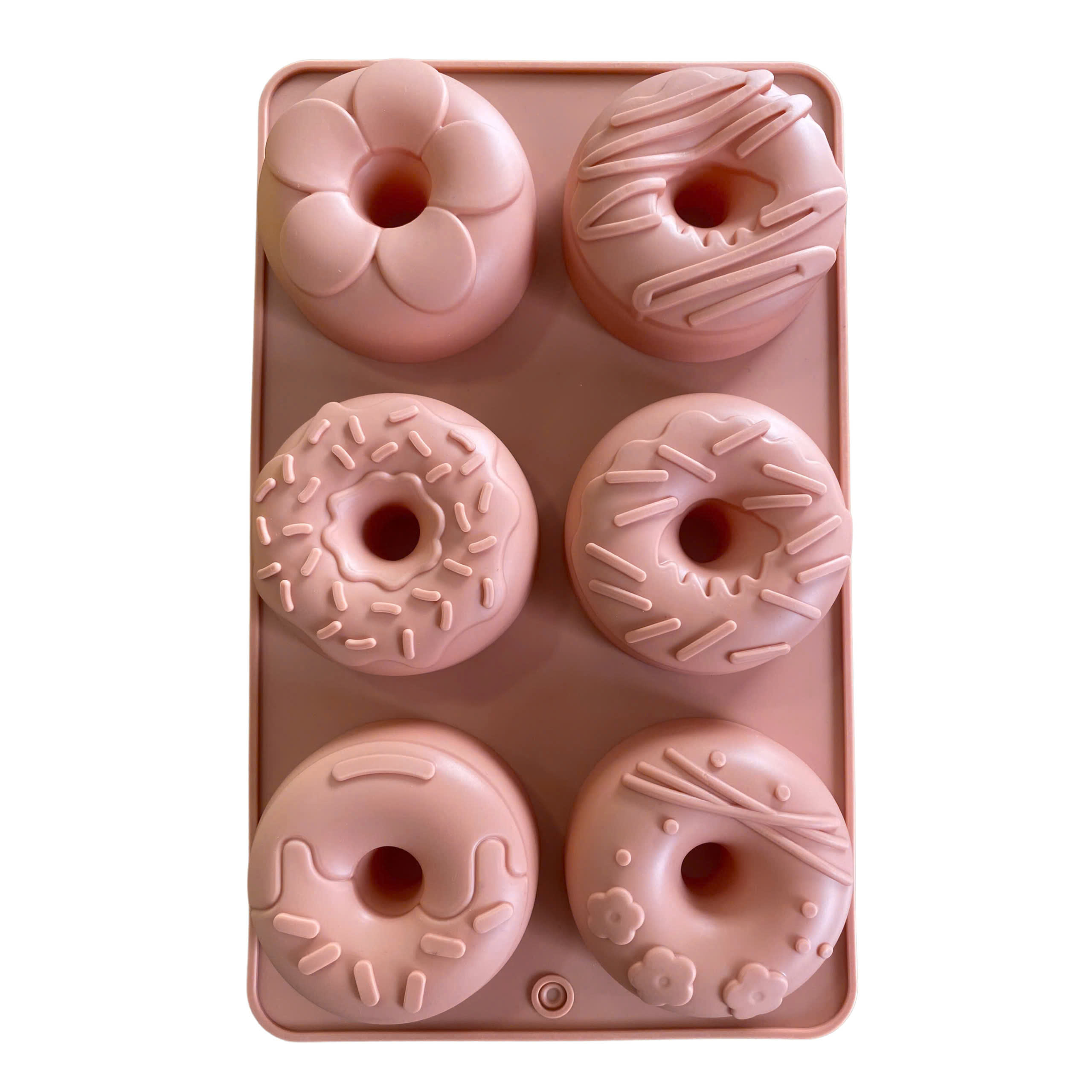 Khuôn silicon 6 Donut họa tiết và hoa làm thạch
