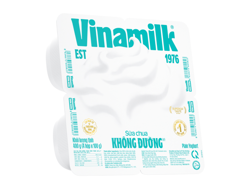 Sữa chua Vinamilk không đường - LỐC 4 HỘP