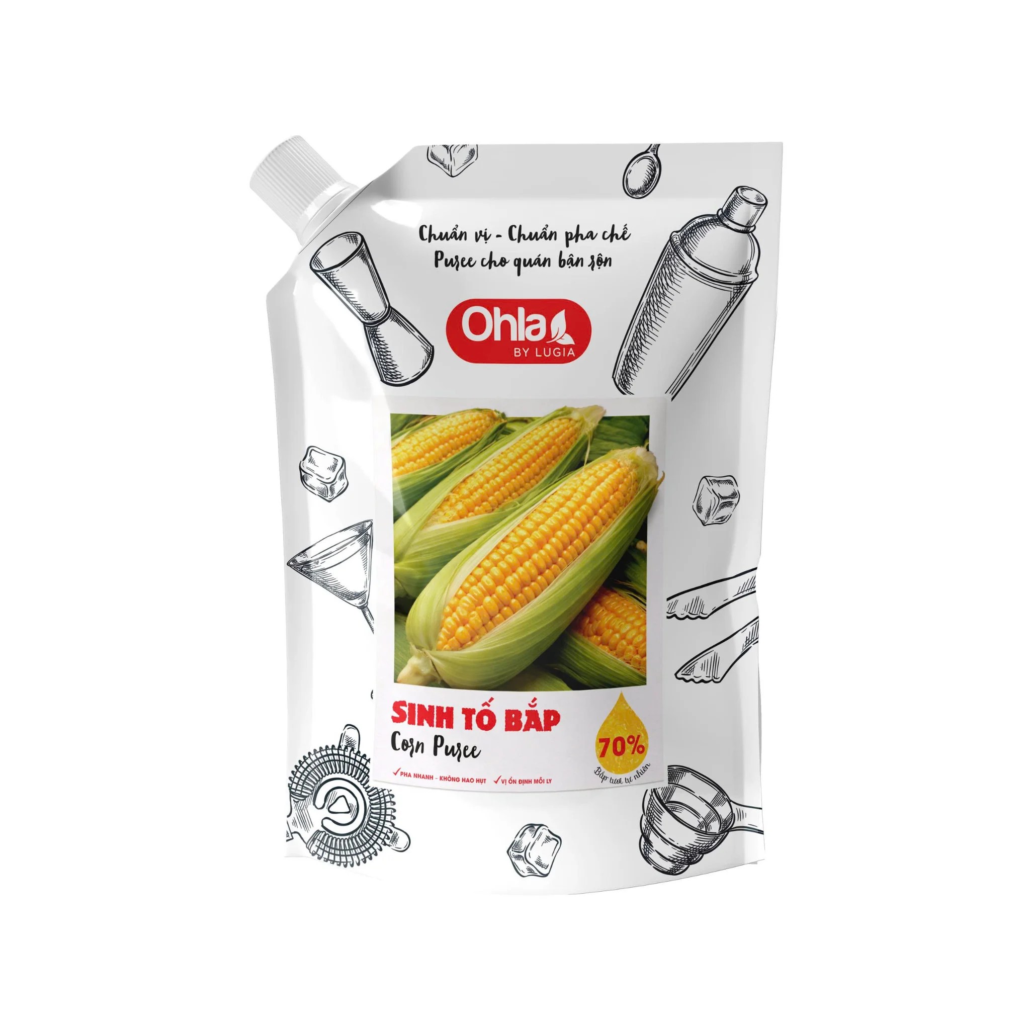 Sinh tố Pure Ohla 70% túi 1 lít - BẮP