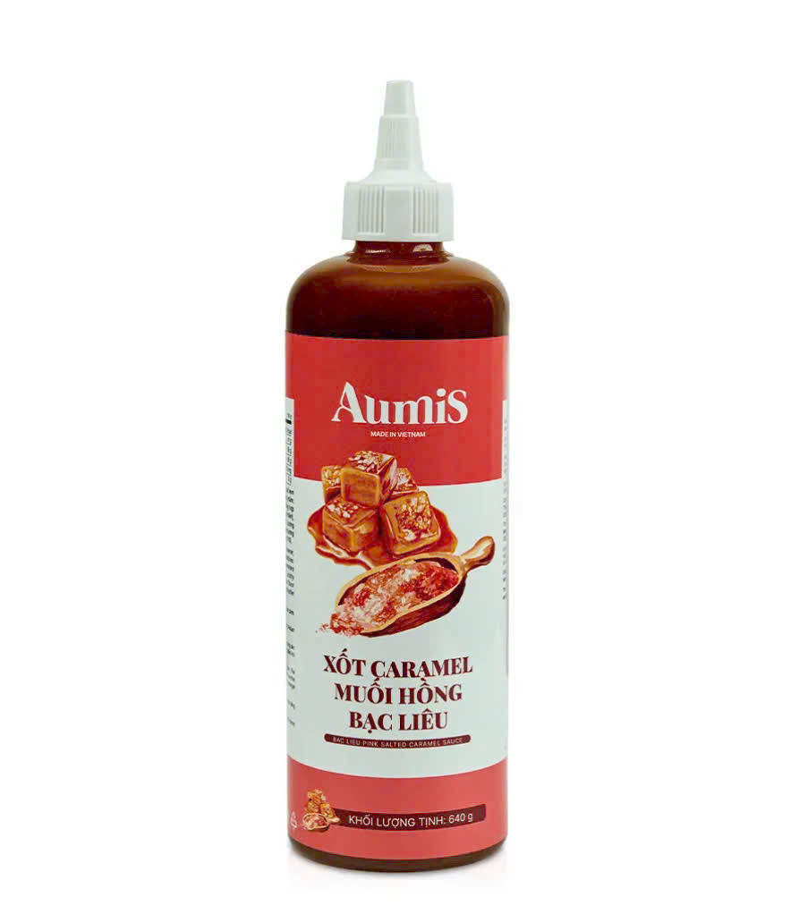 Sốt Caramel Muối Hồng Aumis chai 640gr