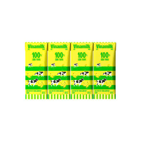 Sữa Tươi Tiệt Trùng Vinamilk Giảm Béo Vị Chuối 180ml - Lốc 4 hộp