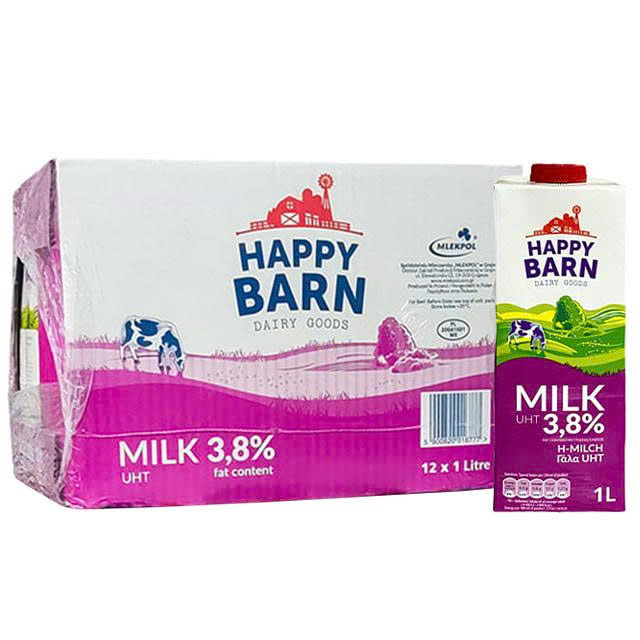 [Thùng 12 hộp] Sữa tươi tiệt trùng Happy Barn hộp 1 lít