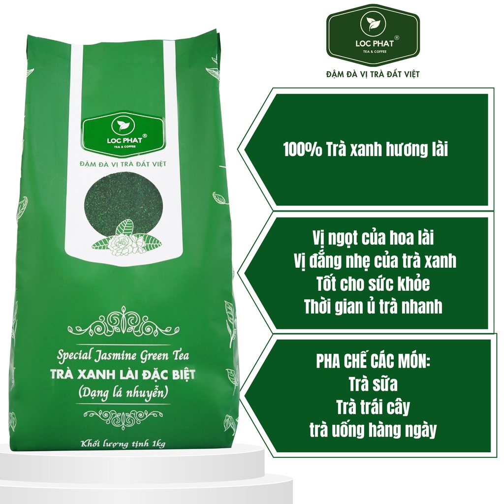 Trà xanh lài đặc biệt lá nhuyễn Lộc Phát túi 1kg