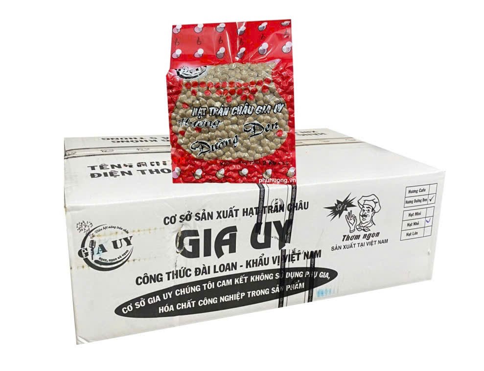 [Thùng 10 túi] Trân châu đường đen Gia Uy túi 2kg
