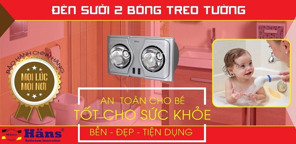 Đèn sưởi nhà tắm treo tường 2 bóng