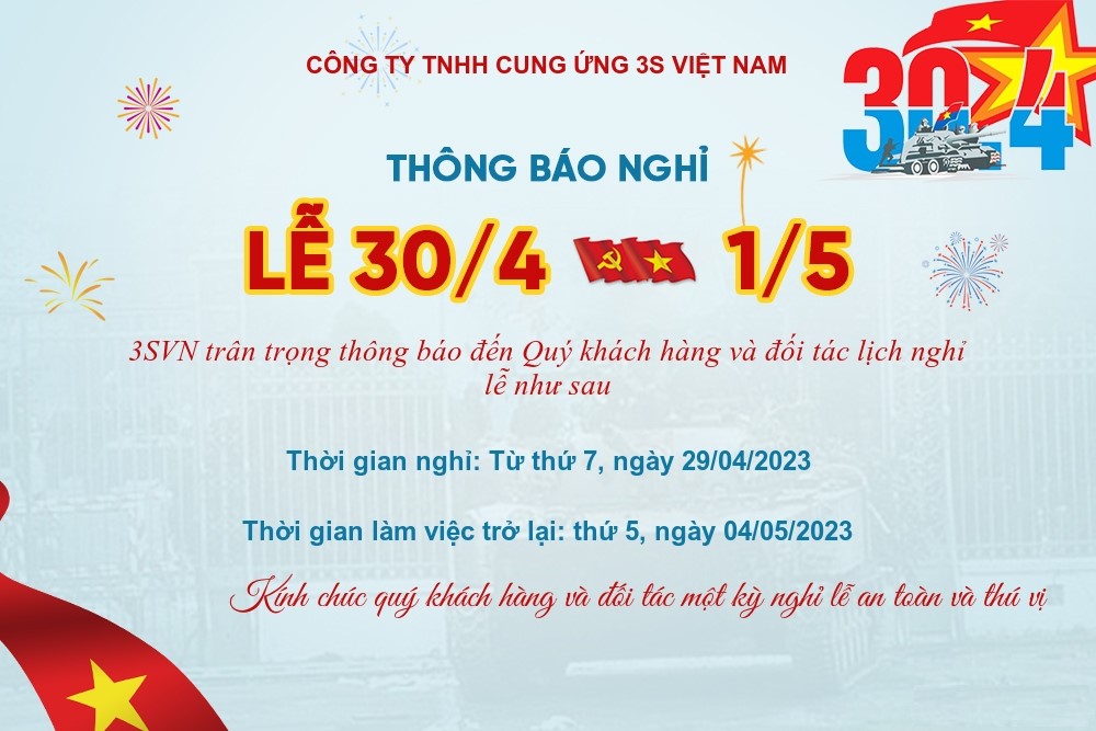 THÔNG BÁO LỊCH NGHỈ LỄ 30/04 và 01/05