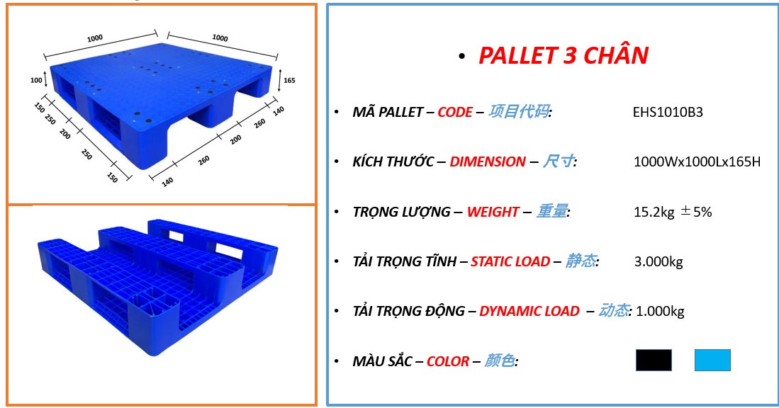 Pallet liền khối EHS1010B3