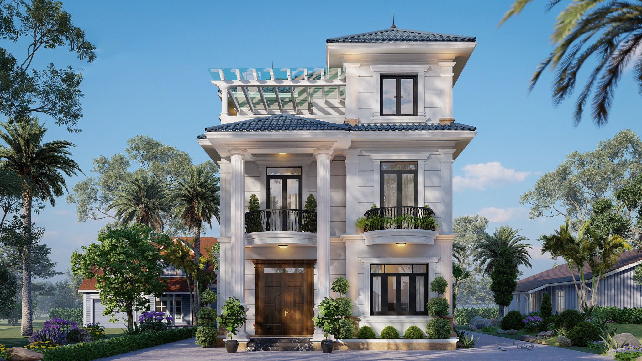 NHÀ MÁI NHẬT 2 TẦNG 5 PHÒNG NGỦ 10X11  B099Thiết kế nhà đẹp