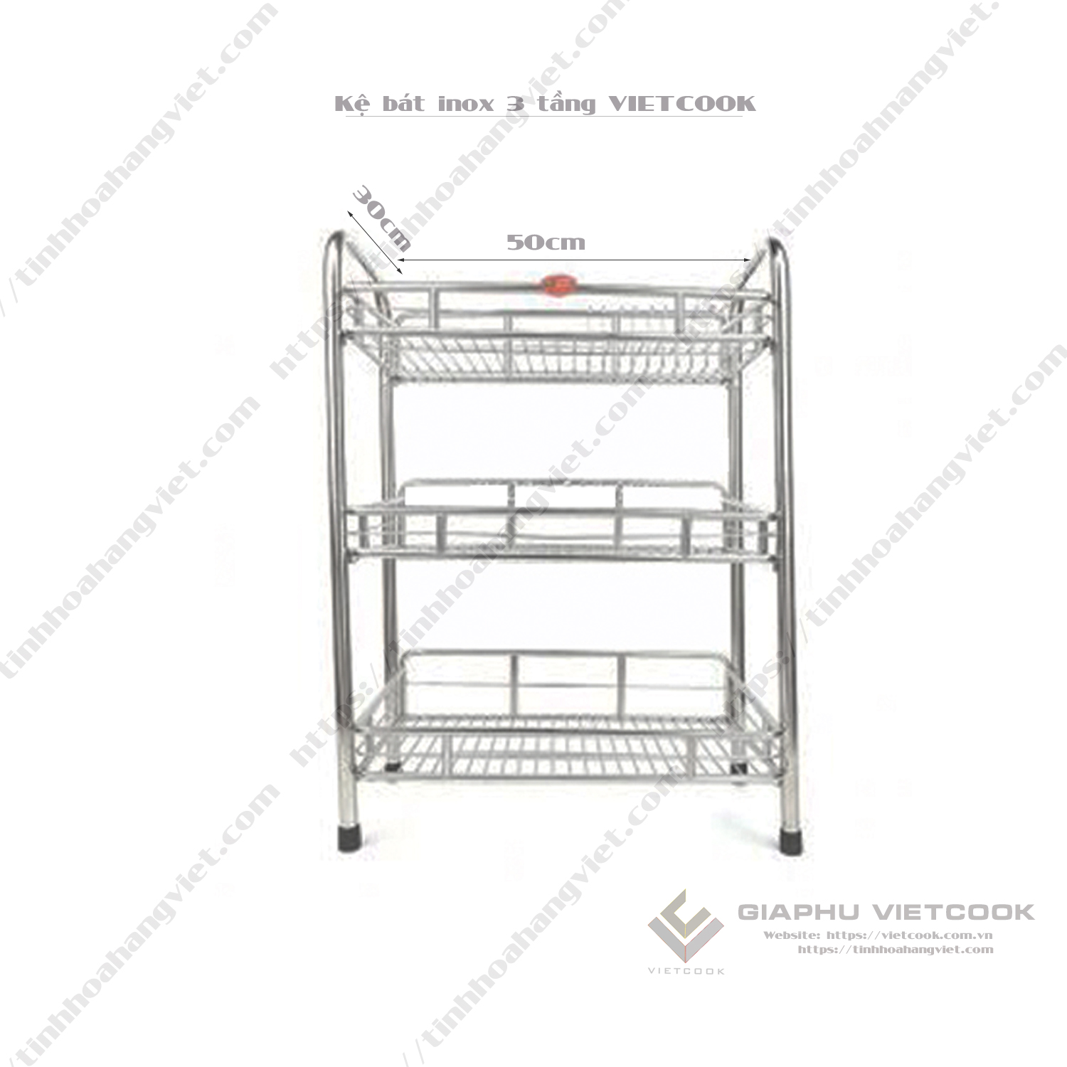 KỆ BÁT INOX 304 VIETCOOK Loại 3 tầng, KT: 30*50cm; 40*60cm, giá tốt ...