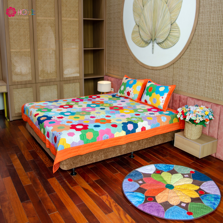 Chăn gối vải quilting – xu hướng decor mới mang hơi ấm trở lại không gian sống hiện đại