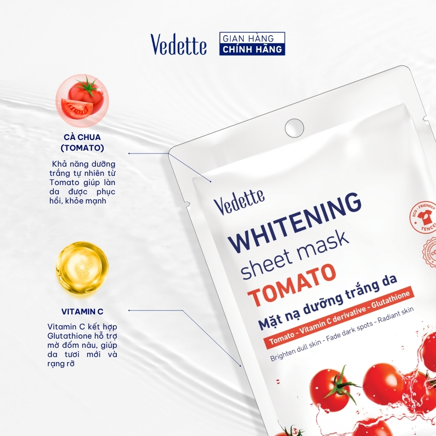 Mặt nạ Dưỡng trắng da Vedette 22ml dưỡng ẩm, dưỡng sáng, mờ đốm nâu từ chiết xuất thiên nhiên lành tính 22ml
