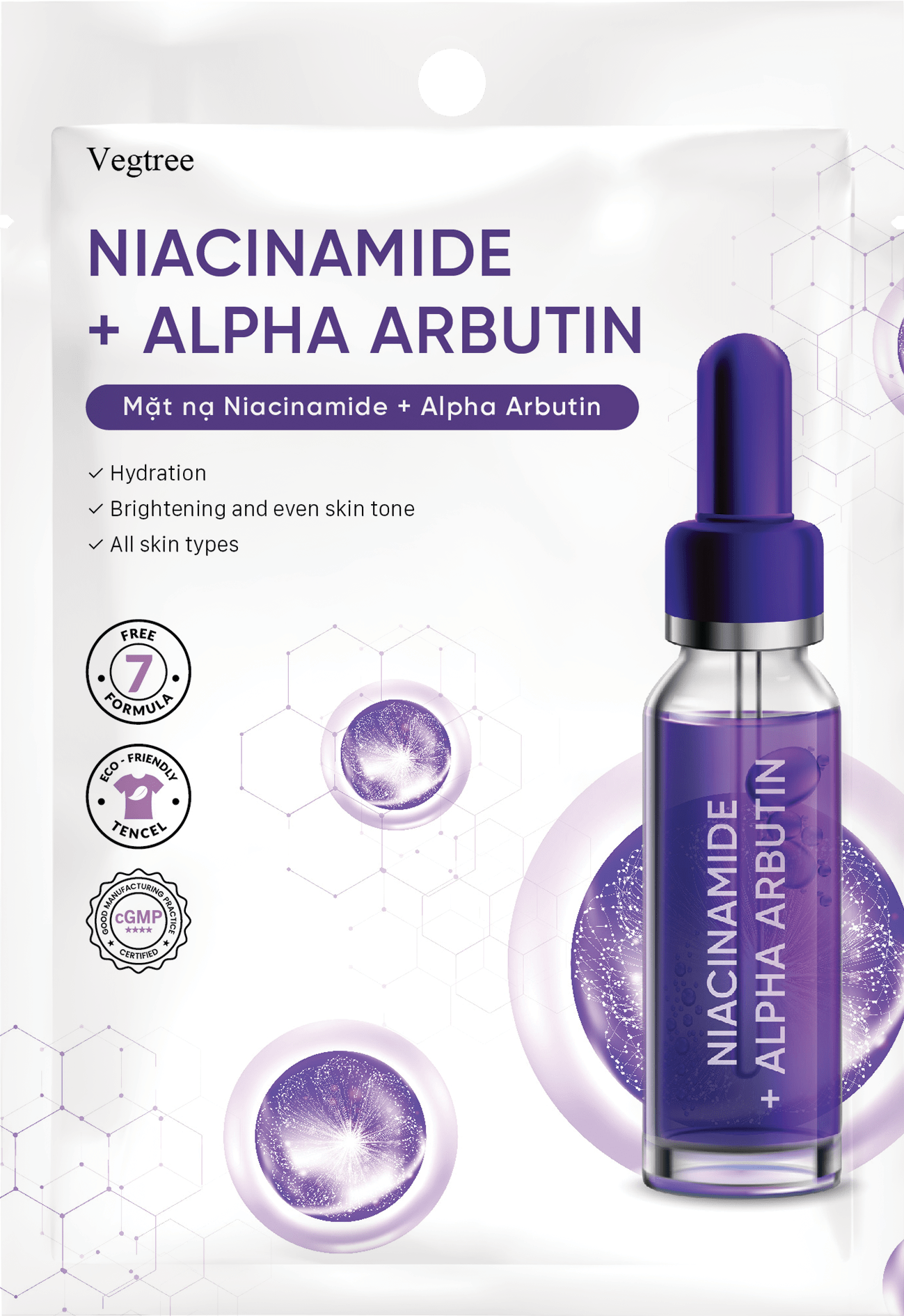 HỘP 10 MIẾNG Mặt nạ Vegtree dưỡng trắng da, đều màu da, cấp ẩm, se khít lỗ chân lông 25ml/miếng