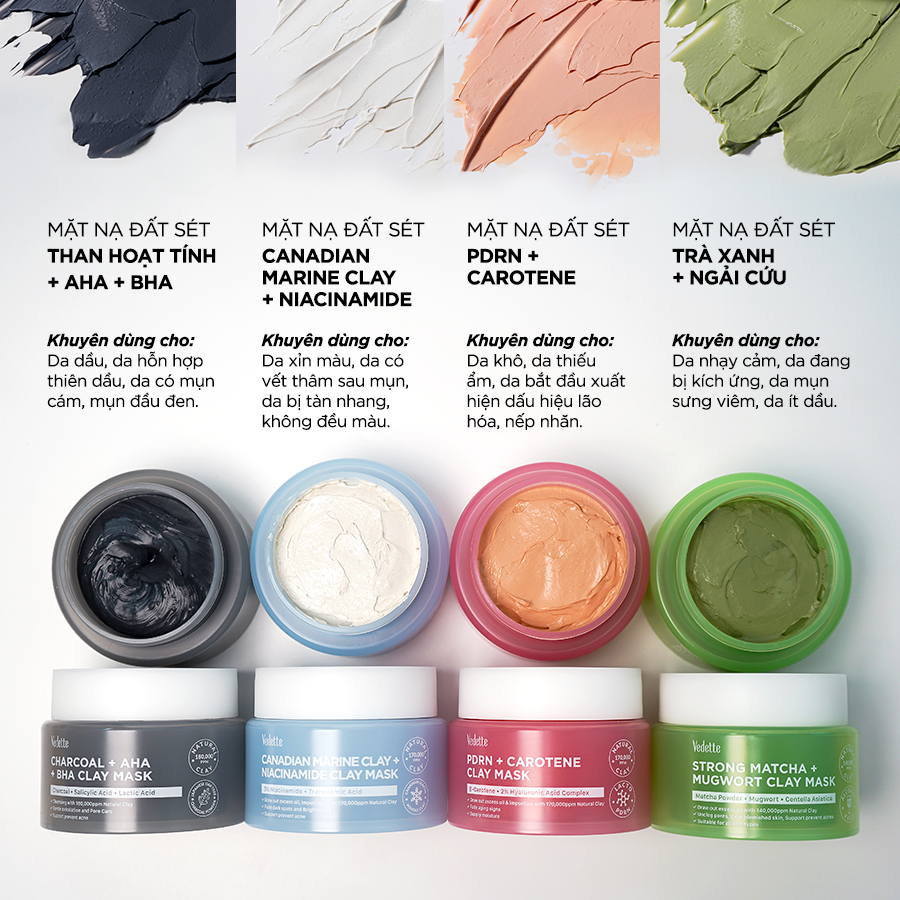 Mặt Nạ Đất Sét Vedette Clay Mask 100ml – Sạch Sâu, Kiềm Dầu, Ngừa Mụn, Dưỡng Sáng & Giúp Làm Mờ Các Dấu Hiệu Lão Hóa Da