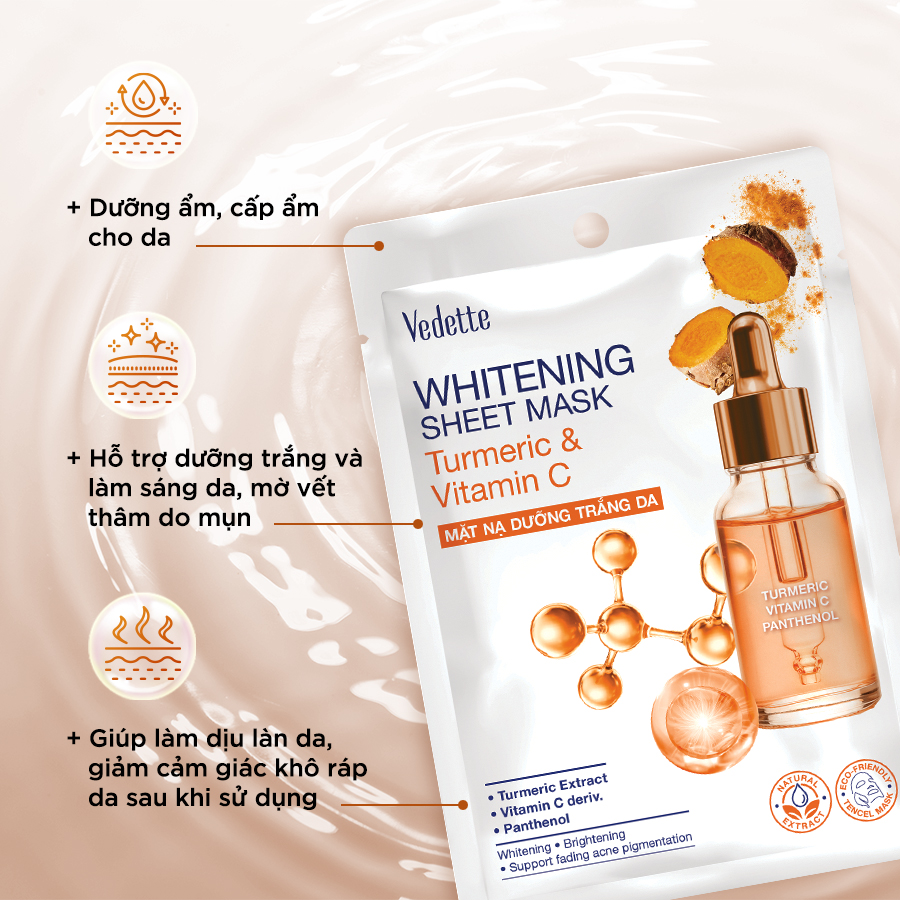 Mặt nạ Dưỡng trắng da Vedette 22ml dưỡng ẩm, dưỡng sáng, mờ đốm nâu từ chiết xuất thiên nhiên lành tính 22ml