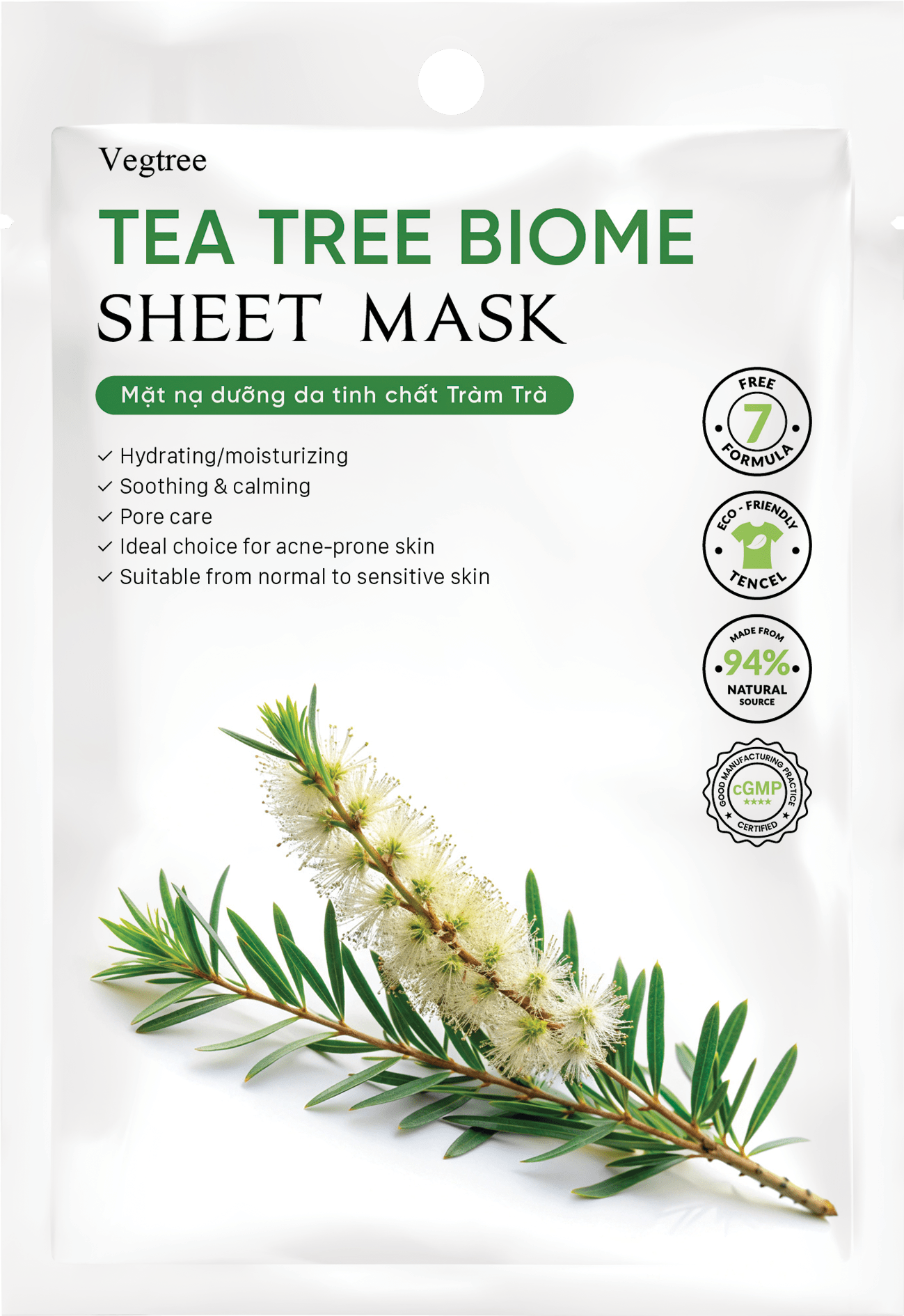 Mặt nạ Vegtree dưỡng da, cấp ẩm, cải thiện tình trạng khô da, se khít lỗ chân lông 25ml/miếng