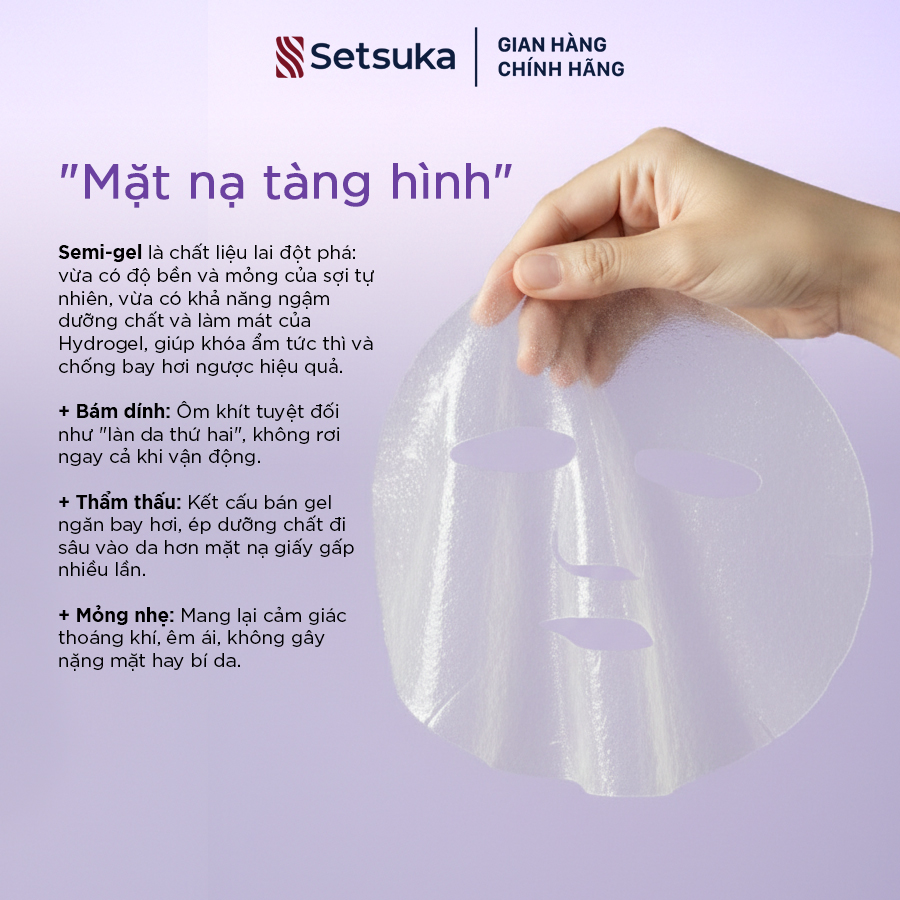 Setsuka Mặt nạ tinh chất Tổ Yến Ceramide giúp dưỡng ẩm, đều màu, săn chắc da, se khít lỗ chân lông 28ml/miếng
