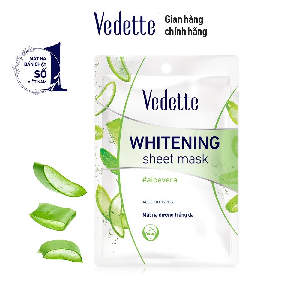 Combo 10 Mặt nạ giấy trắng da Vedette Nha Đam 22ml