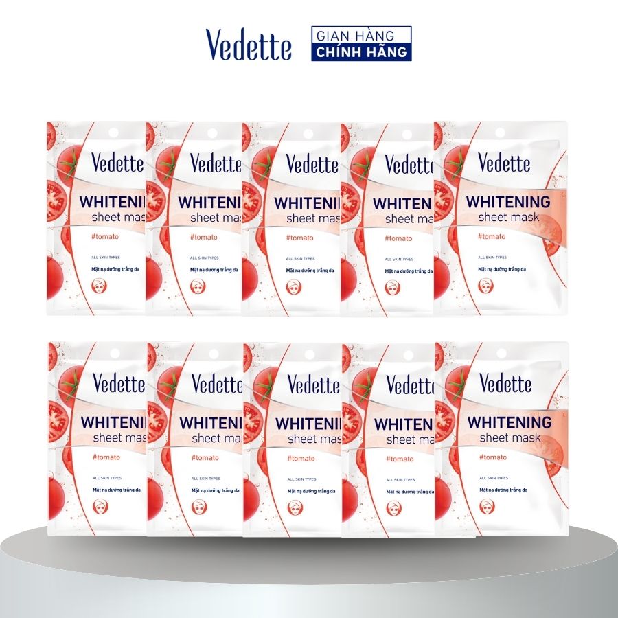 Combo 10 Mặt nạ giấy trắng da Vedette Cà Chua 22ml