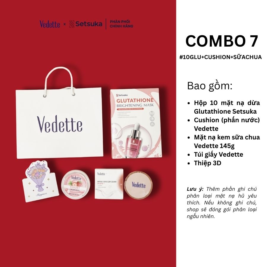 Quà tặng 20/10 COMBO QUÀ TẶNG 300K chăm sóc da mặt và trang điểm từ đa dạng thương hiệu Setsuka-Vedette-Vegtree