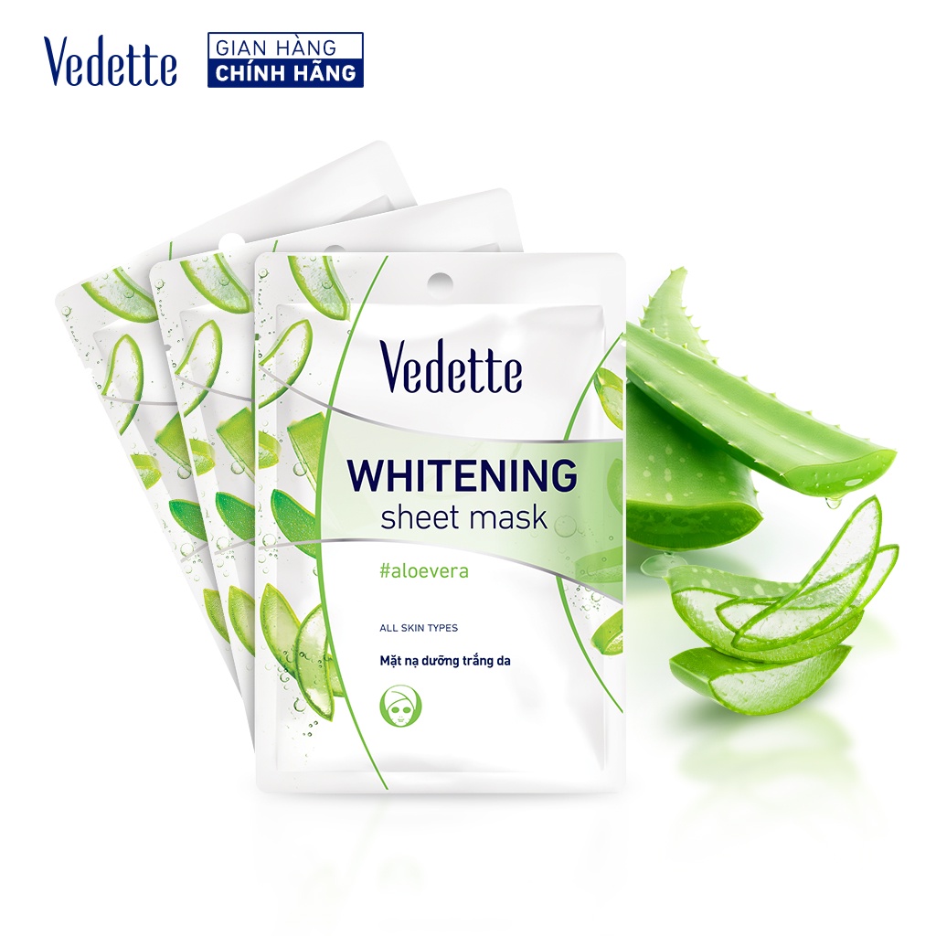Combo 10 Mặt nạ giấy trắng da Vedette Nha Đam 22ml