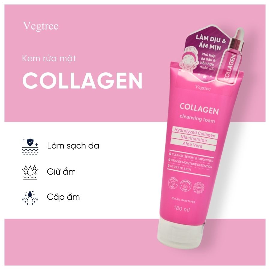 VEGTREE Sữa Rửa Mặt Làm Sạch Sâu, Hỗ Trợ Dưỡng Da Chuyên Biệt phù hợp da dầu & hỗn hợp thiên dầu 180ml