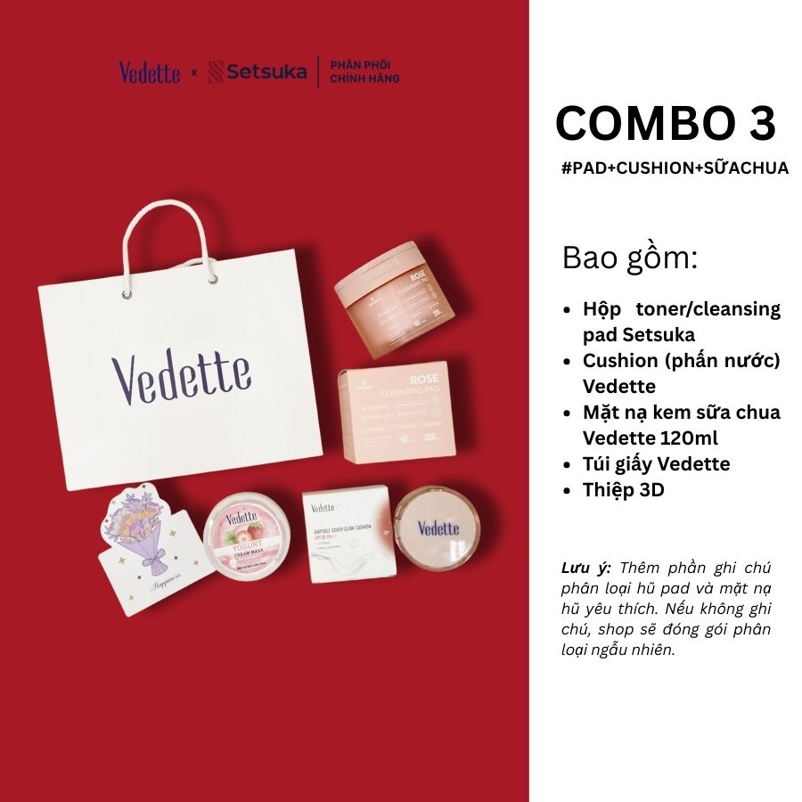Quà tặng 20/10 COMBO QUÀ TẶNG 300K chăm sóc da mặt và trang điểm từ đa dạng thương hiệu Setsuka-Vedette-Vegtree
