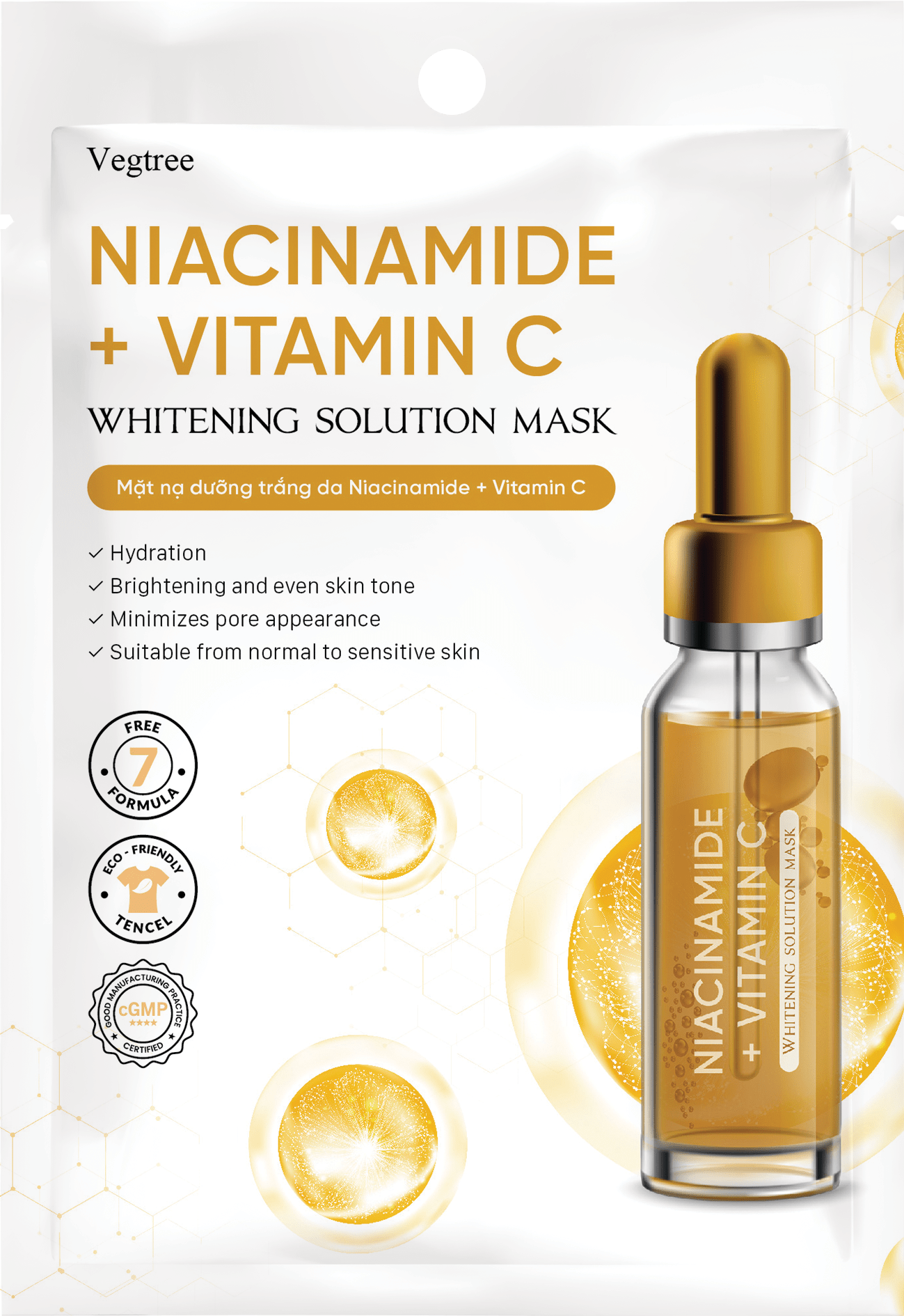 HỘP 10 MIẾNG Mặt nạ Vegtree dưỡng trắng da, đều màu da, cấp ẩm, se khít lỗ chân lông 25ml/miếng