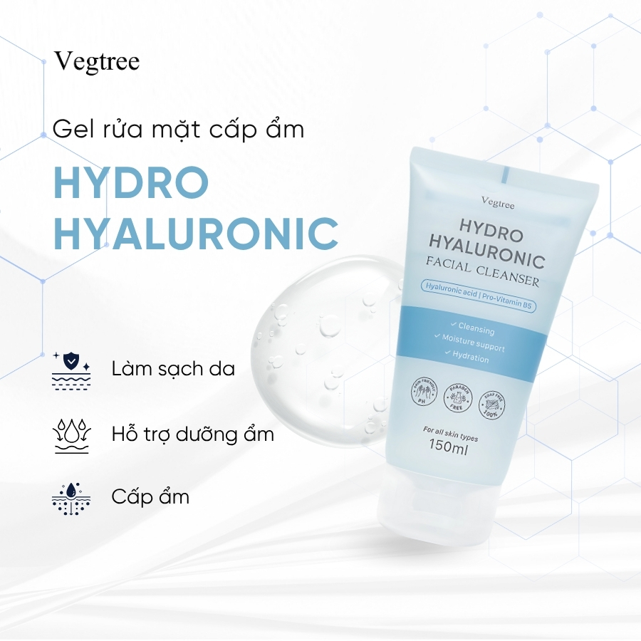 Gel rửa mặt VEGTREE làm sạch bụi bẩn và bã nhờn, dịu nhẹ cho mọi loại da, hỗ trợ dưỡng sáng da 150ml