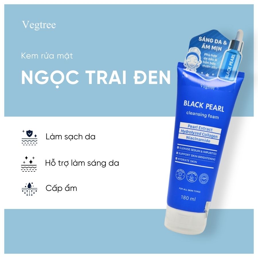 VEGTREE Sữa Rửa Mặt Làm Sạch Sâu, Hỗ Trợ Dưỡng Da Chuyên Biệt phù hợp da dầu & hỗn hợp thiên dầu 180ml