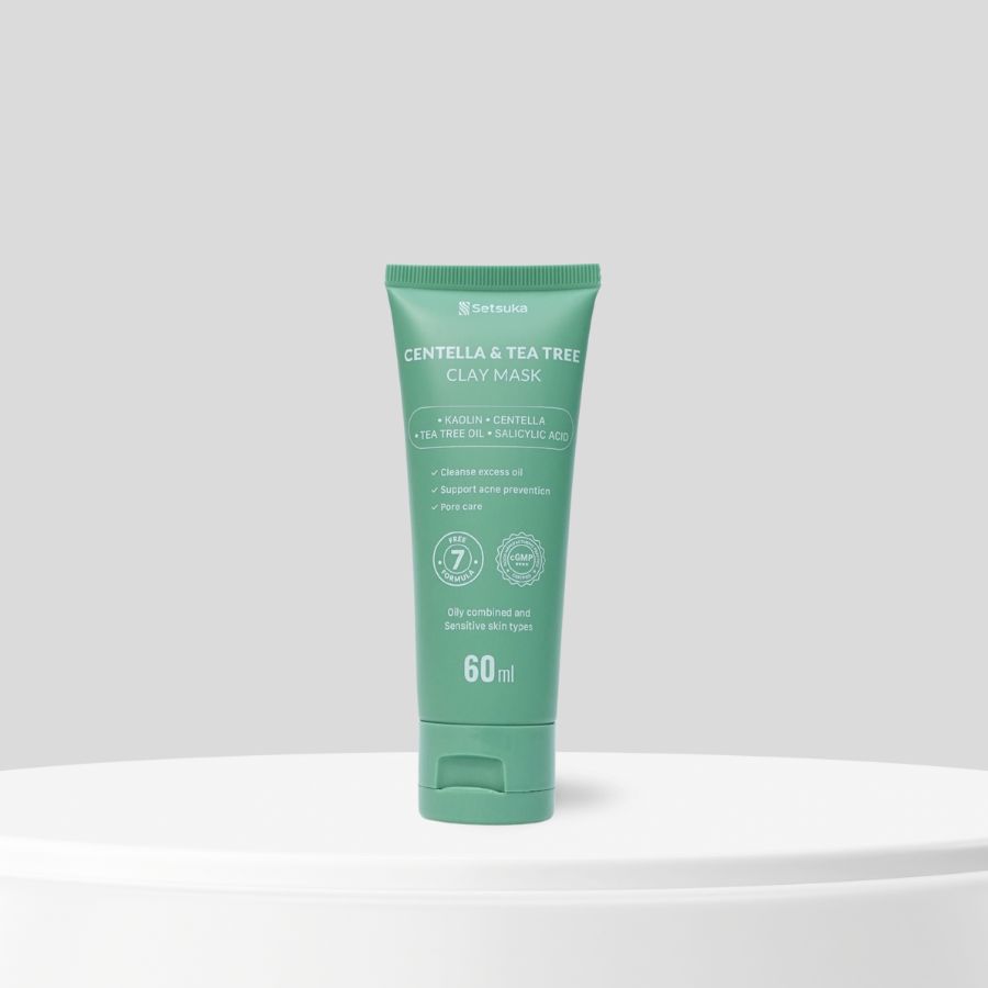 Mặt Nạ Đất Sét Rau má & Tràm trà Setsuka Làm Sạch Sâu, Kiểm Soát Mụn, se khít lỗ chân lông 60ml