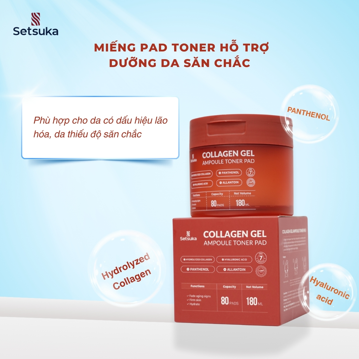 Toner Pad và Cleansing Pad Setsuka làm sạch và dưỡng da chuyên sâu, tẩy trang, dưỡng ẩm, se khít lỗ chân lông, săn chắc