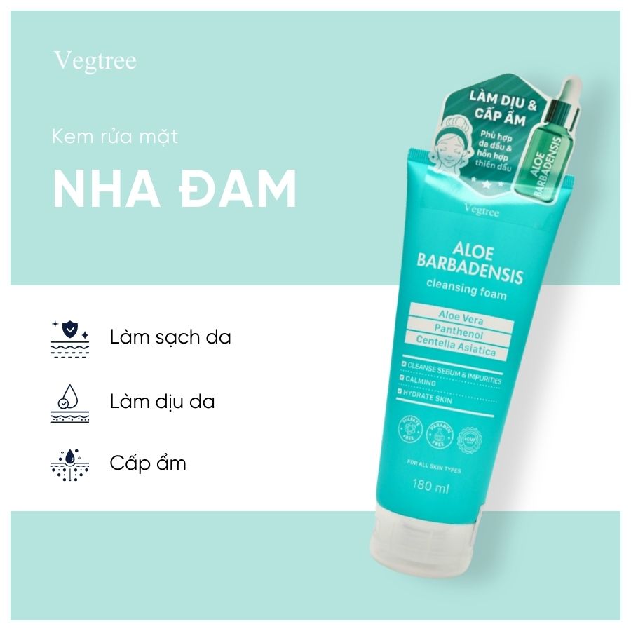 VEGTREE Sữa Rửa Mặt Làm Sạch Sâu, Hỗ Trợ Dưỡng Da Chuyên Biệt phù hợp da dầu & hỗn hợp thiên dầu 180ml