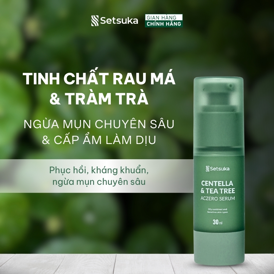 Bộ đôi Cấp ẩm & Làm dịu Setsuka TONER + SERUM Rau má & Tràm trà Dưỡng Ẩm & Phục Hồi Da Mụn Nhạy Cảm