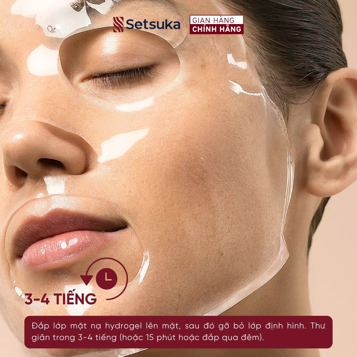 Mặt nạ thạch Hydrogel Tinh chất rau má & HA - Setsuka mask cấp ẩm, làm dịu & se khít lỗ chân lông 28ml/miếng