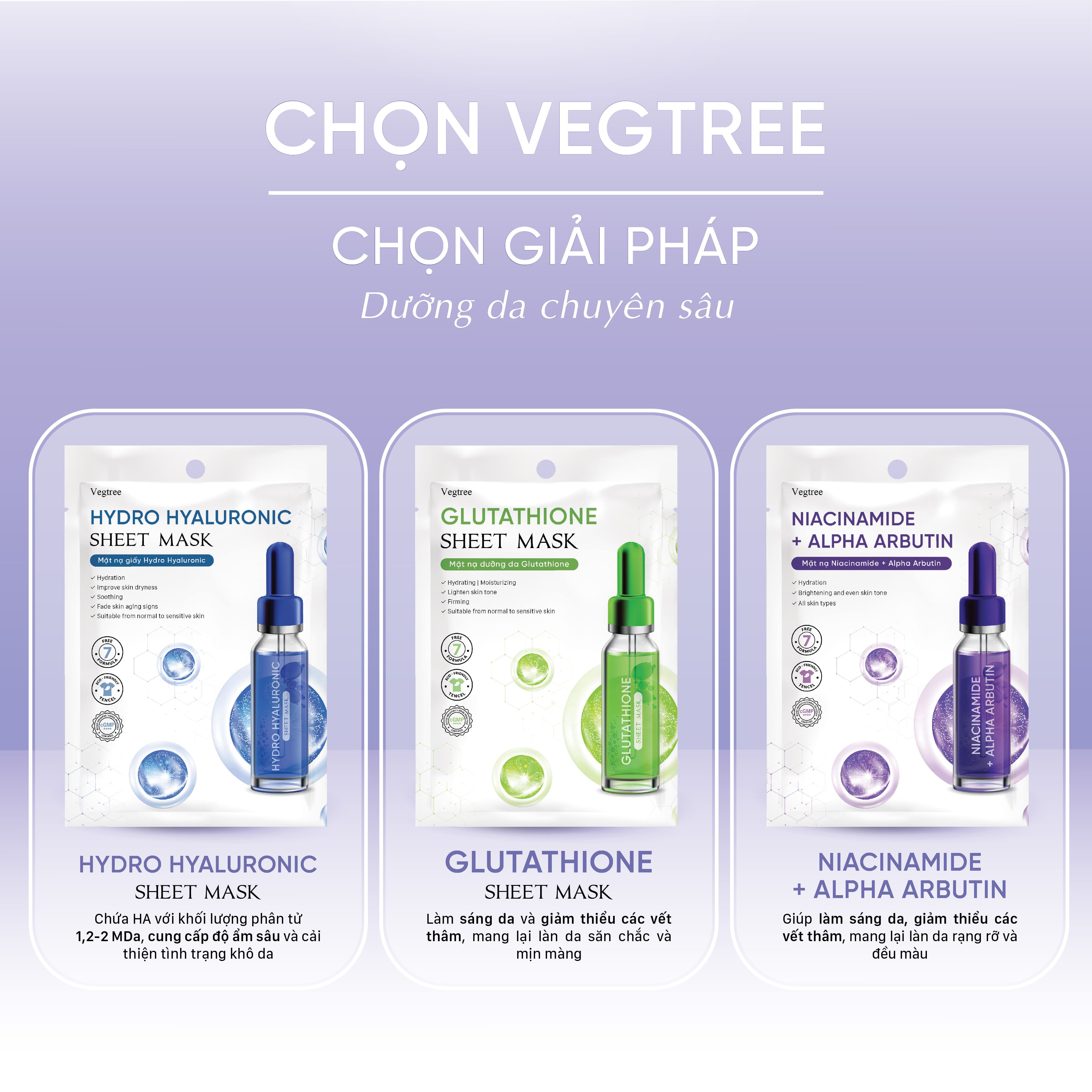 Mặt nạ Vegtree dưỡng trắng da, đều màu da, cấp ẩm, se khít lỗ chân lông 25ml/miếng