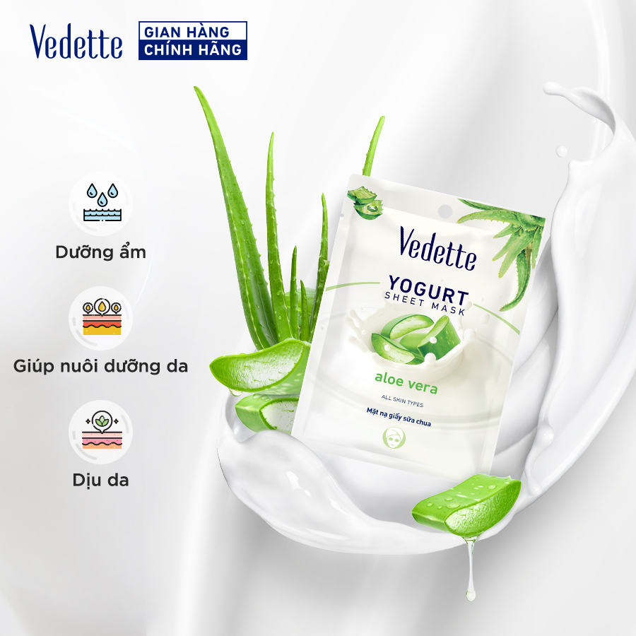 COMBO 10 Mặt nạ giấy sữa chua Vedette Nha Đam 22ml