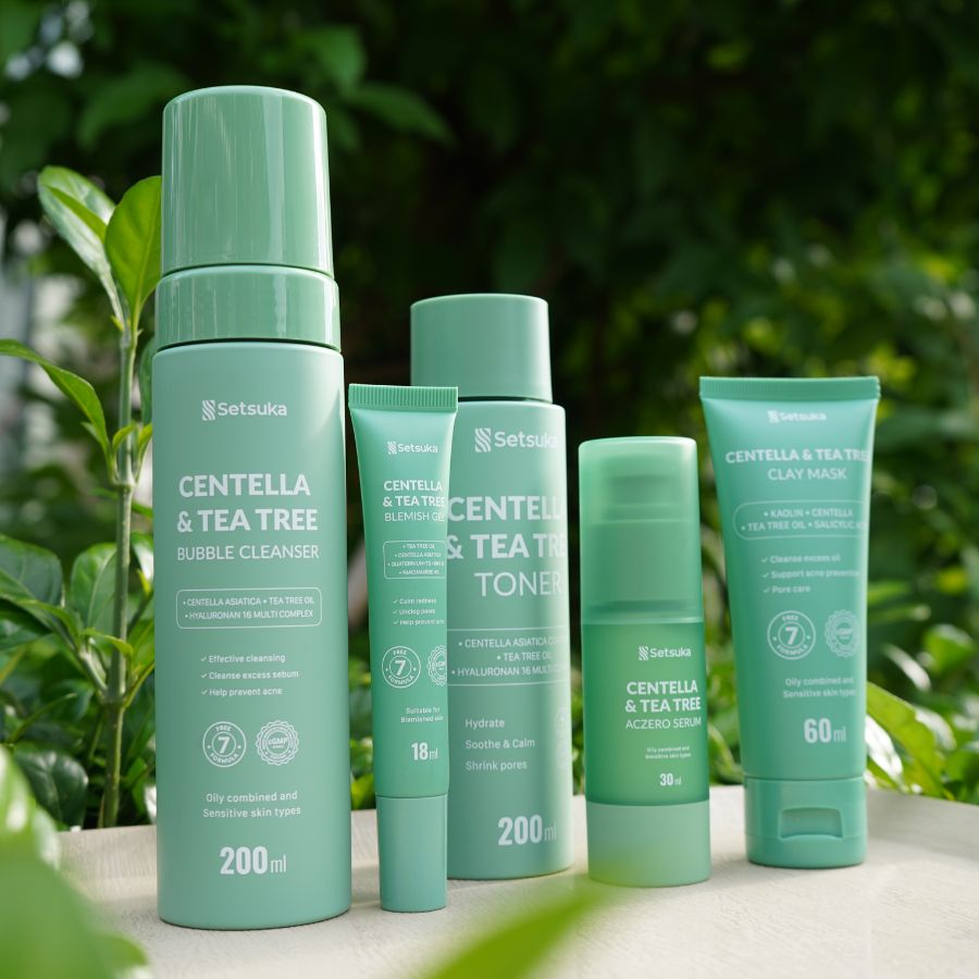 Mặt Nạ Đất Sét Rau má & Tràm trà Setsuka Làm Sạch Sâu, Kiểm Soát Mụn, se khít lỗ chân lông 60ml