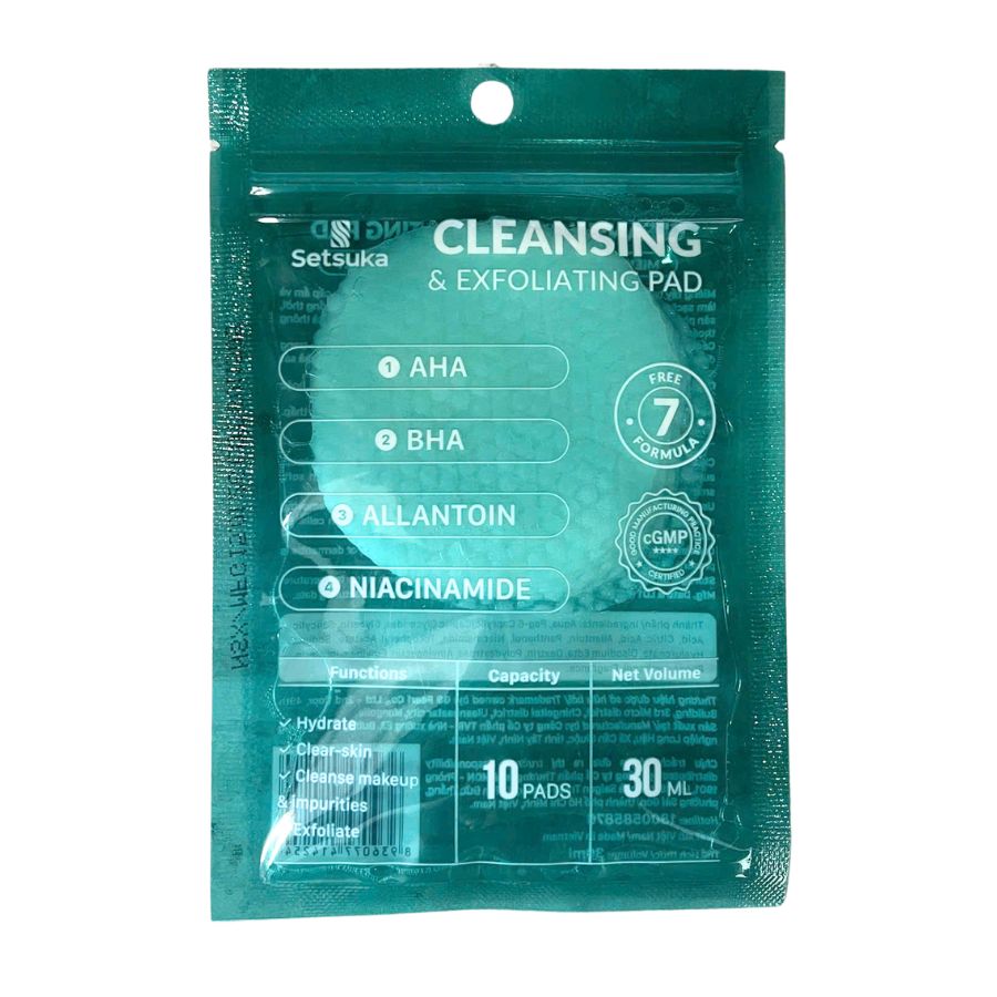 [HÀNG TẶNG KHÔNG BÁN] Gói mini Toner Pad & Cleansing Pad Setsuka dưỡng ẩm, làm sạch, tẩy trang 10 miếng/gói
