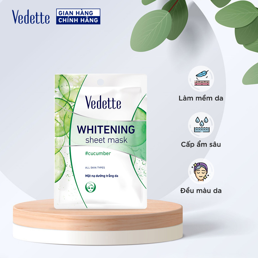 Combo 10 Mặt nạ giấy trắng da Vedette Dưa Leo 22ml