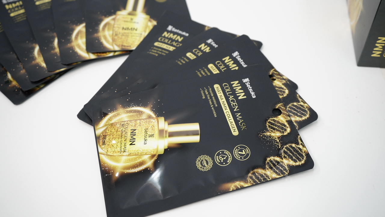 Mặt nạ Setsuka NMN Collagen 28ml giúp làm mờ các dấu hiệu lão hóa và nếp nhăn, săn chắc và mịn màng